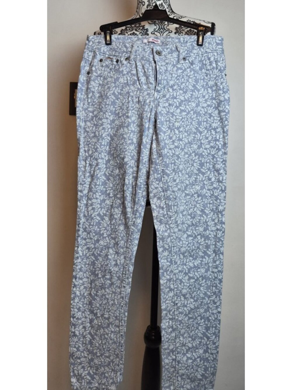 Bongo Jeans Womens Size 7 Blue Floral Print Acid Wash Straight Leg Denim Y2K
